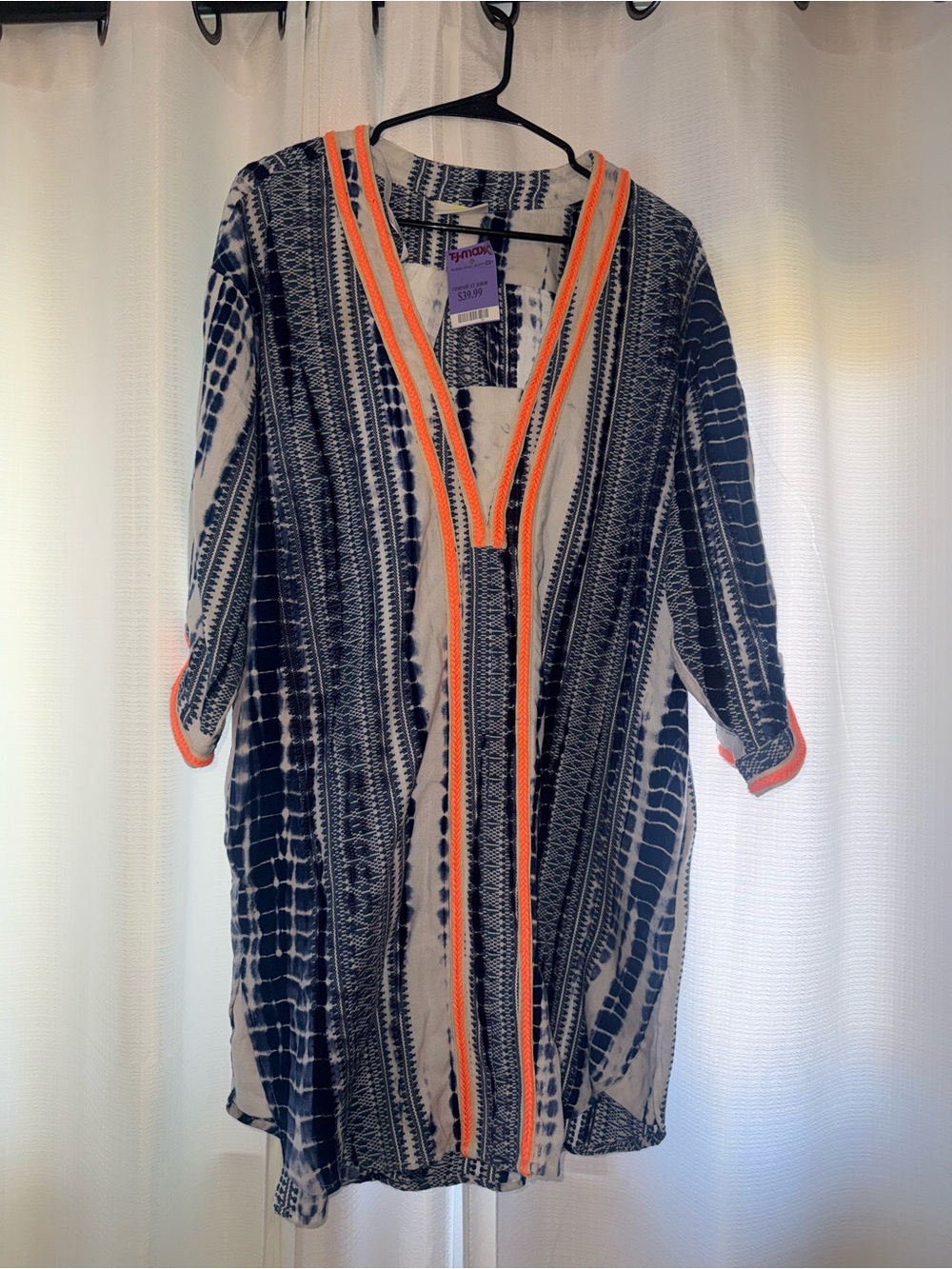 Women’s large dress solito new 100% cotton. Navy blue orange